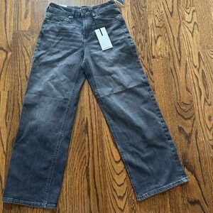 Oat New York Women's Cropped Wide-Leg Jeans in Washed Black Size 2/26